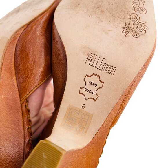 Pelle Moda Womens Brown Leather Mules Sandals Size 8 - Picture 4 of 4